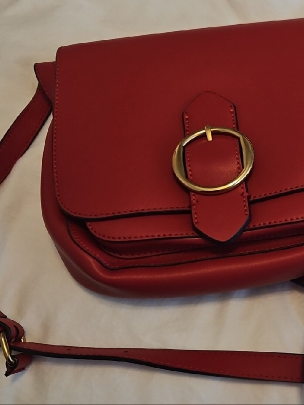 Banana Republic Red Crossbody with Gold Ring Accent